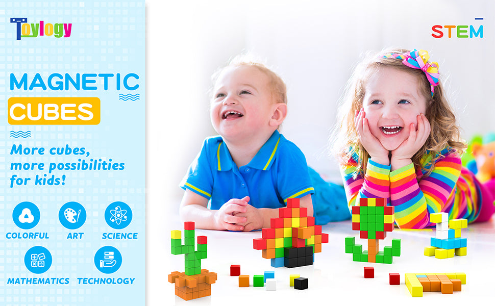 48PCS Magnetic Blocks for Toddlers Toys, Large Magnetic Cube Toys for Sensory STEM Education Preschool Magnet Toys for 3 4 5 6 Year Old Boys and Girls