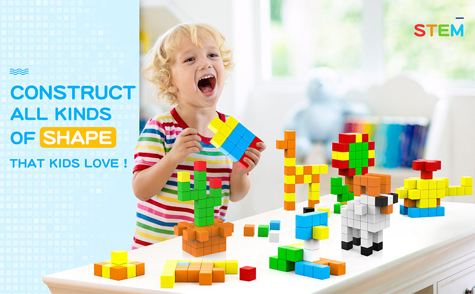 48PCS Magnetic Blocks for Toddlers Toys, Large Magnetic Cube Toys for Sensory STEM Education Preschool Magnet Toys for 3 4 5 6 Year Old Boys and Girls