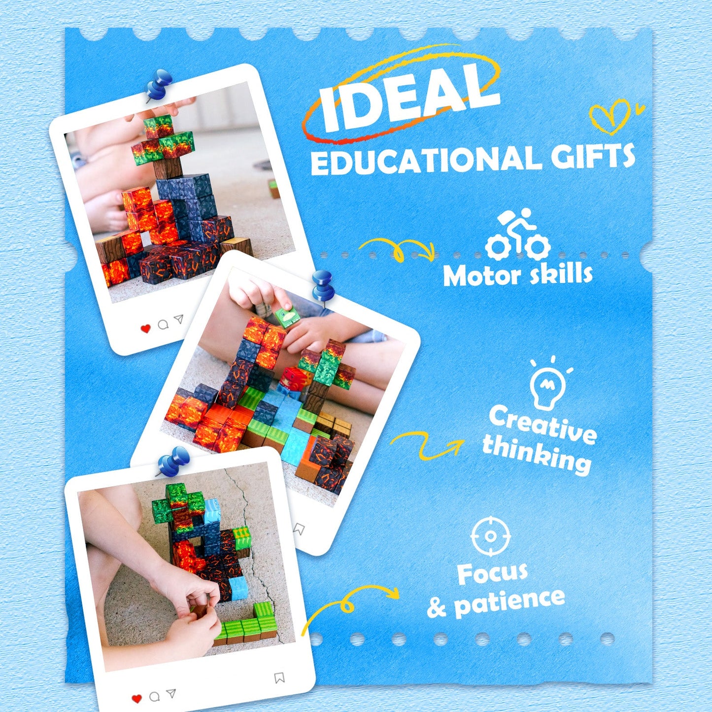 Magnetic Blocks-Build Mine Magnet World® Dino Edition, Dinosaur Toys Magnet Builidng Blocks Jurassic Scenes Kids Toys for Boys 3-5 4-6 6-8 Magnetic STEM Construction Sensory Toddler Kids Games