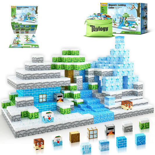 Magnetic Blocks Build Mine Magnet World® Frozen Edtion,Toys for Girls Age 3 4 5 6 7 8 Princess Castle STEM Sensory Kids Games Toys for Toddler Christmas Birthday Gifts for 3+ Years Old Girls & Boys
