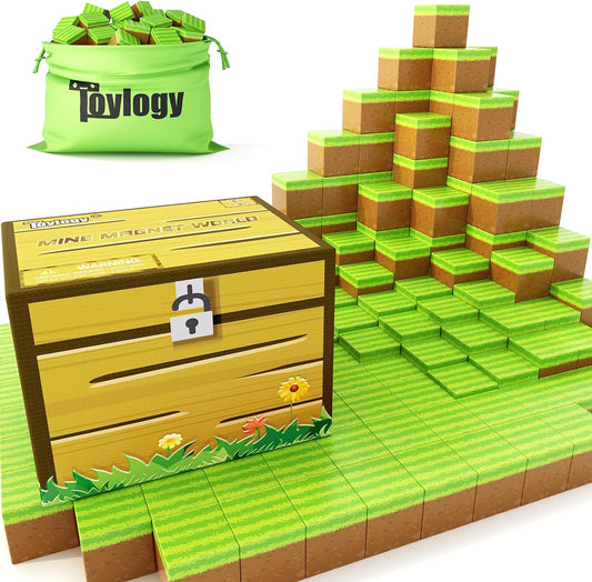Magnetic Blocks Build Mine Magnet World® Grass Set, Magnetic Toys for Boys & Girls Age 3-4 4-5 6-8, STEM Montessori Sensory Toys for Toddlers Gifts for 3+ Years Old Girls Boys