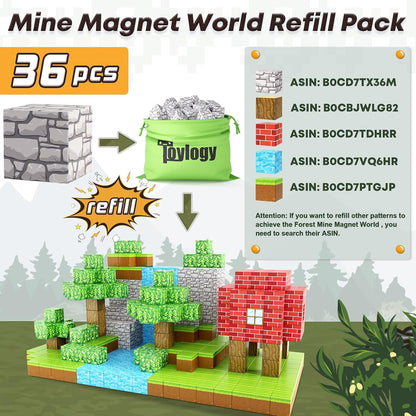 Magnetic Blocks-Build Mine Magnet World® Rock Edition, Magnetic Toys for Boys & Girls Age 3-4 4-5 6-8, STEM Montessori Sensory Toys for Toddlers Gifts for 3+ Years Old Girls Boys