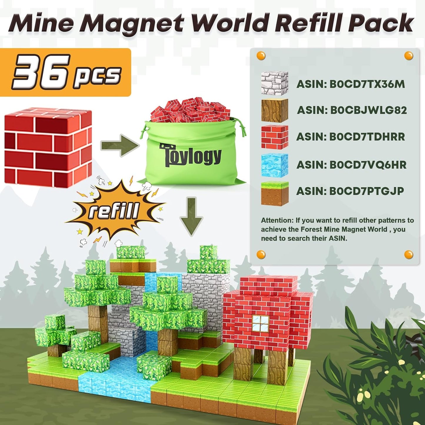 Magnetic Blocks Build Mine Magnet World® Brick Edition, Magnetic Toys for Boys & Girls Age 3-4 4-5 6-8, STEM Montessori Sensory Toys for Toddlers Gifts for 3+ Years Old Girls Boys