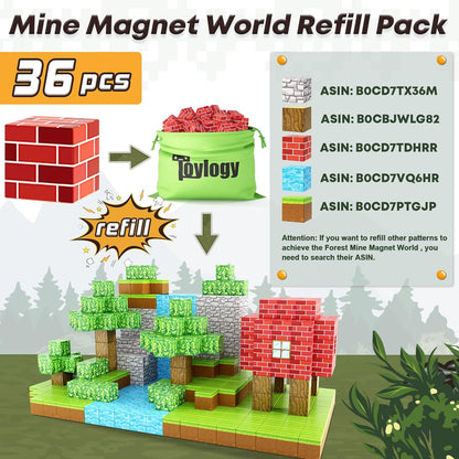 Magnetic Blocks Build Mine Magnet World® Brick Edition, Magnetic Toys for Boys & Girls Age 3-4 4-5 6-8, STEM Montessori Sensory Toys for Toddlers Gifts for 3+ Years Old Girls Boys