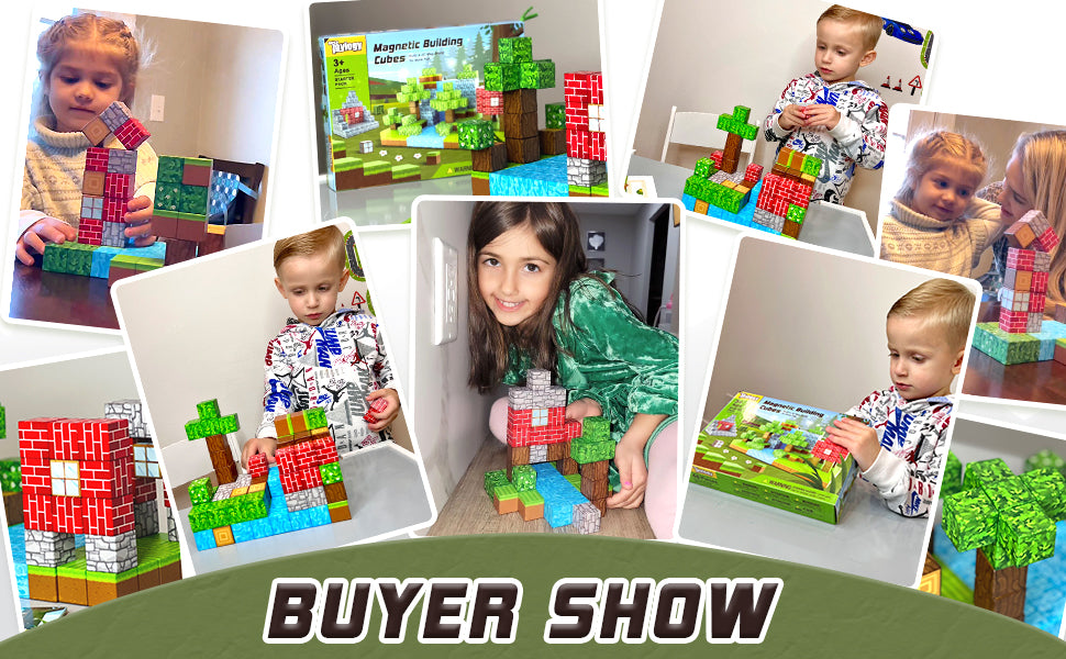 100PCS Magnetic Blocks-Build Mine Magnet World® Set, Magnetic Toys for Boys & Girls Age 3-5 6-8, STEM Sensory Toys for Toddlers Gifts for 3+ Years Old Girls Boys, Classroom Must Haves Construction Toys