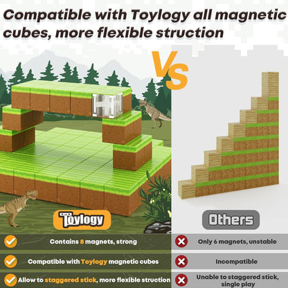 Magnetic Blocks Build Mine Magnet World® Grass Set, Magnetic Toys for Boys & Girls Age 3-4 4-5 6-8, STEM Montessori Sensory Toys for Toddlers Gifts for 3+ Years Old Girls Boys