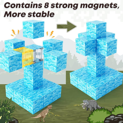 Magnetic Blocks-Build Mine Magnet World® Water Edition, Magnetic Toys for Boys & Girls Age 3-4 4-5 6-8, STEM Montessori Sensory Toys for Toddlers Gifts for 3+ Years Old Girls Boys