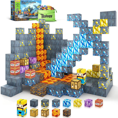 Magnetic Blocks-Build Mine Magnet World® Sword Edition Mine Sword Caverns Magnet Classroom Must Haves Toddler Toys for Boys & Girls Age 3-4 4-5 6-8, Sensory Montessori Toys for Kids for 3+