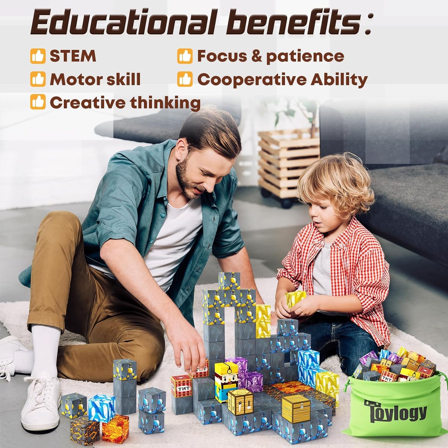 Magnetic Blocks-Build Mine Magnet World® Sword Edition Mine Sword Caverns Magnet Classroom Must Haves Toddler Toys for Boys & Girls Age 3-4 4-5 6-8, Sensory Montessori Toys for Kids for 3+