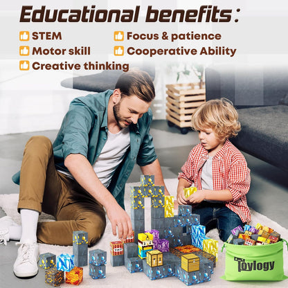 Magnetic Blocks-Build Mine Magnet World® Sword Edition Mine Sword Caverns Magnet Classroom Must Haves Toddler Toys for Boys & Girls Age 3-4 4-5 6-8, Sensory Montessori Toys for Kids for 3+