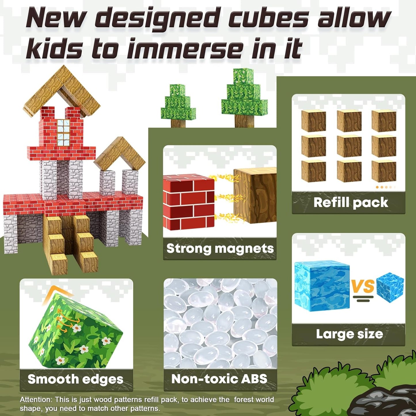 Magnetic Blocks Build Mine Magnet World® Wood Edition, Magnetic Toys for Boys & Girls Age 3-4 4-5 6-8, STEM Montessori Sensory Toys for Toddlers Gifts for 3+ Years Old Girls Boys