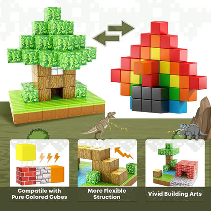 100PCS Magnetic Blocks-Build Mine Magnet World® Set, Magnetic Toys for Boys & Girls Age 3-5 6-8, STEM Sensory Toys for Toddlers Gifts for 3+ Years Old Girls Boys, Classroom Must Haves Construction Toys