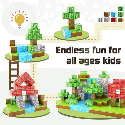 100PCS Magnetic Blocks-Build Mine Magnet World® Set, Magnetic Toys for Boys & Girls Age 3-5 6-8, STEM Sensory Toys for Toddlers Gifts for 3+ Years Old Girls Boys, Classroom Must Haves Construction Toys