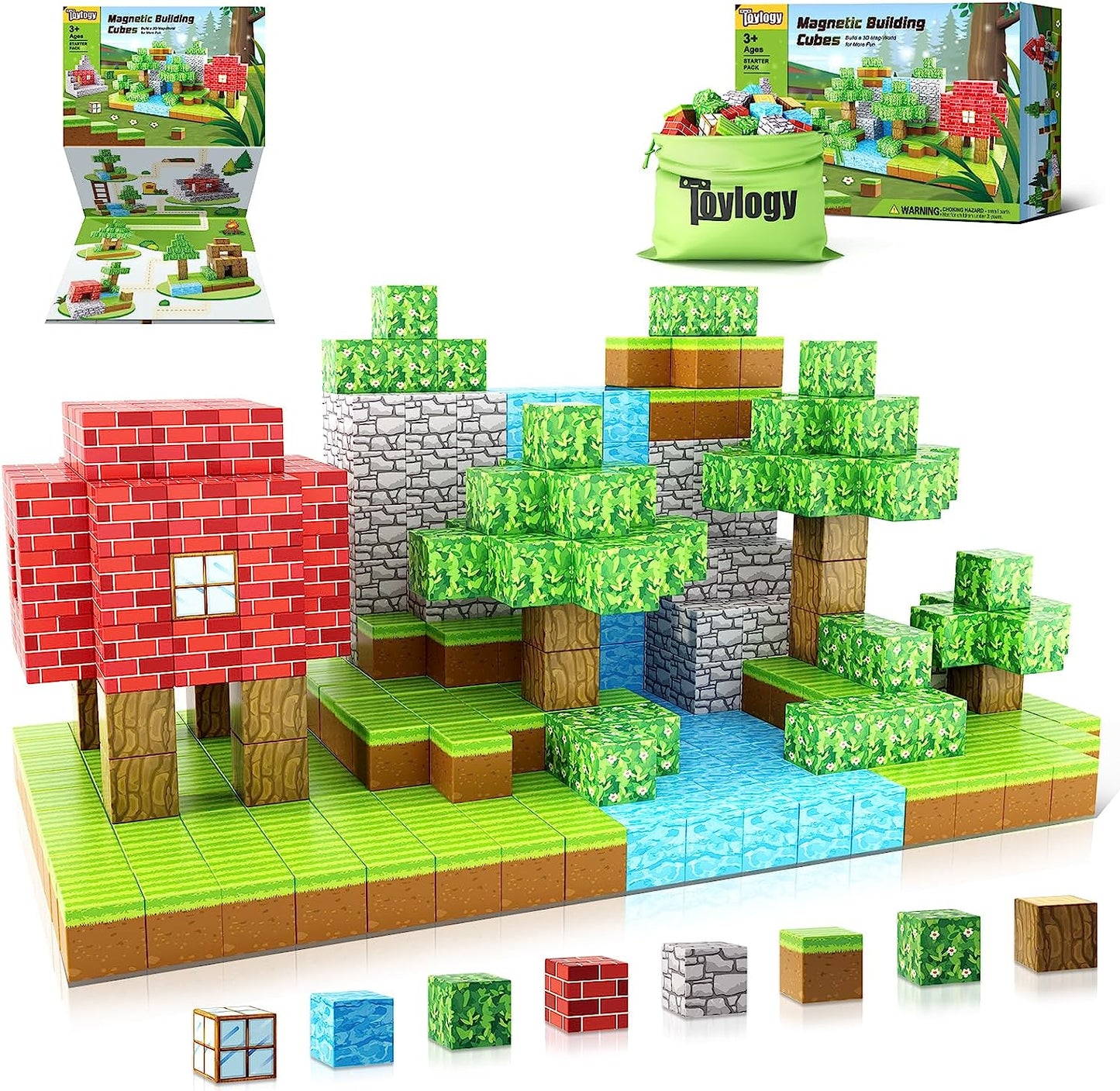 Magnetic Blocks-Build Mine Magnet World® Set, Magnetic Toys for Boys & Girls Age 3-4 4-5 6-8, STEM Montessori Sensory Toys for Toddlers Gifts for 3+ Years Old Girls Boys, Fidget Cubes Construction Toys