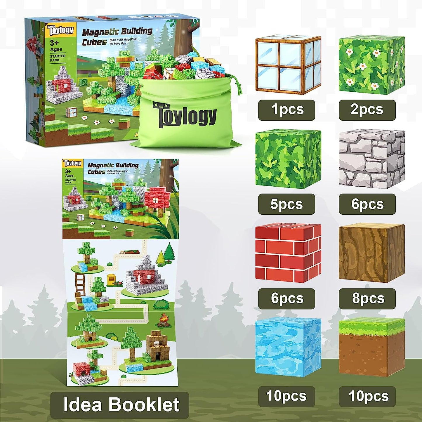 Magnetic Blocks-Build Mine Magnet World® Set, Magnetic Toys for Boys & Girls Age 3-4 4-5 6-8, STEM Montessori Sensory Toys for Toddlers Gifts for 3+ Years Old Girls Boys, Fidget Cubes Construction Toys