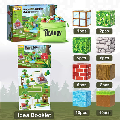 Magnetic Blocks-Build Mine Magnet World® Set, Magnetic Toys for Boys & Girls Age 3-4 4-5 6-8, STEM Montessori Sensory Toys for Toddlers Gifts for 3+ Years Old Girls Boys, Fidget Cubes Construction Toys