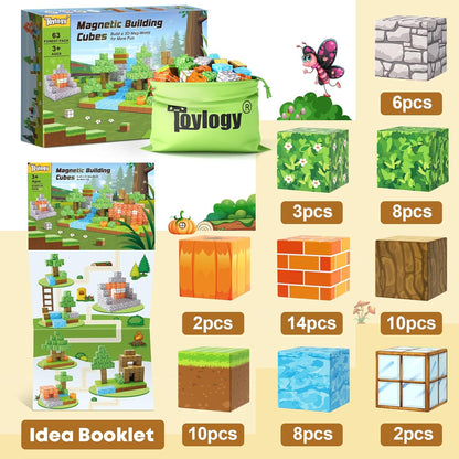 Magnetic Blocks-Build Mine Magnet World® Pumpkin Edition Kids Games Toys for Boys Girls 3+ Years Old Magnetic STEM Construction Toys Ages 4-6 6-8 5-7 for Halloween Birthday Gifts