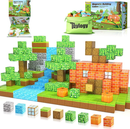 Magnetic Blocks-Build Mine Magnet World® Pumpkin Edition Kids Games Toys for Boys Girls 3+ Years Old Magnetic STEM Construction Toys Ages 4-6 6-8 5-7 for Halloween Birthday Gifts