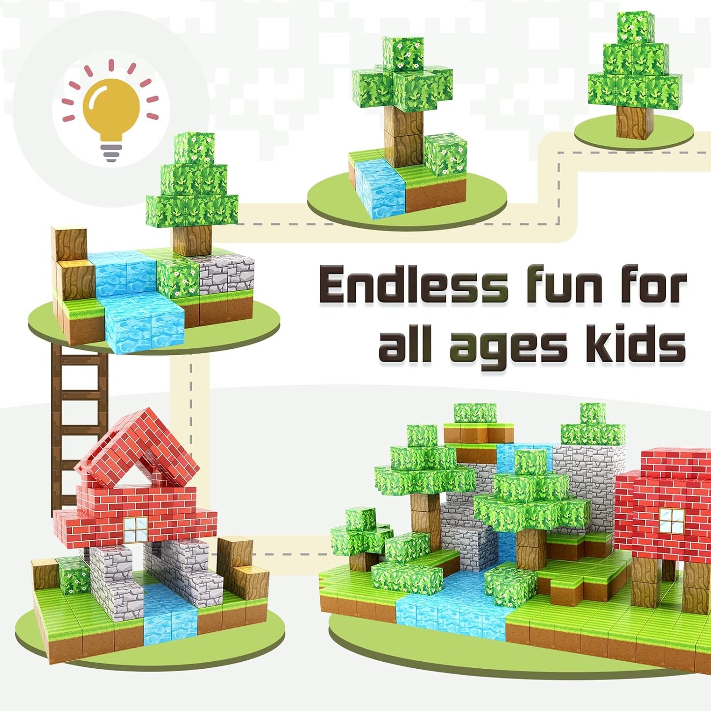 Magnetic Blocks Build Mine Magnet World® Brick Edition, Magnetic Toys for Boys & Girls Age 3-4 4-5 6-8, STEM Montessori Sensory Toys for Toddlers Gifts for 3+ Years Old Girls Boys