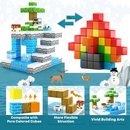 Magnetic Blocks Build Mine Magnet World® Frozen Edtion,Toys for Girls Age 3 4 5 6 7 8 Princess Castle STEM Sensory Kids Games Toys for Toddler Christmas Birthday Gifts for 3+ Years Old Girls & Boys