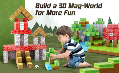 100PCS Magnetic Blocks-Build Mine Magnet World® Set, Magnetic Toys for Boys & Girls Age 3-5 6-8, STEM Sensory Toys for Toddlers Gifts for 3+ Years Old Girls Boys, Classroom Must Haves Construction Toys