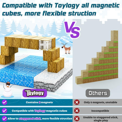 102PCS Magnetic Blocks - Build Mine Magnet World® Set for Boys & Girls, Magnetic Toys for Toddlers Age 3-8
