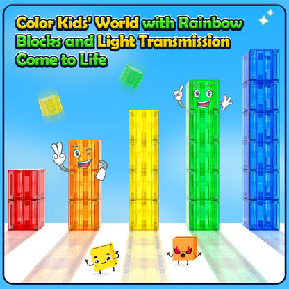 Magnetic Blocks Toys for 3 Year Old Boys & Girls Toddlers Montessori Toys for Kids Magnet Transparent Building Blocks Educational Learning Kid Toys Age 3-5, 4-8, 5-7