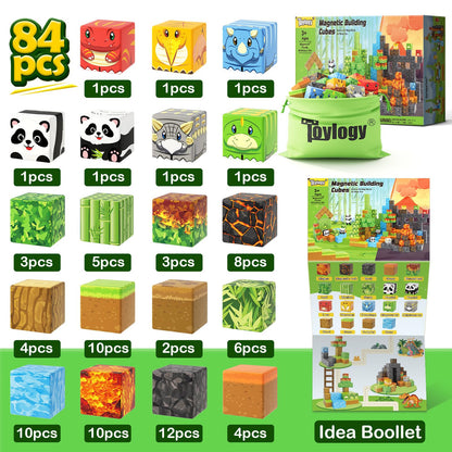 Magnetic Blocks-Build Mine Magnet World® Dinosaur Panda Toys Kids Games, Toddler STEM Educational Sensory Dino Toys for Kids 3-5 5-7, Birthday Gifts for 3 4 5 6 7 8 Year Old Boys and Girls