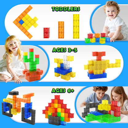 Magnetic Blocks Toys for 3 Year Old Boys & Girls Toddlers Montessori Toys for Kids Magnet Transparent Building Blocks Educational Learning Kid Toys Age 3-5, 4-8, 5-7