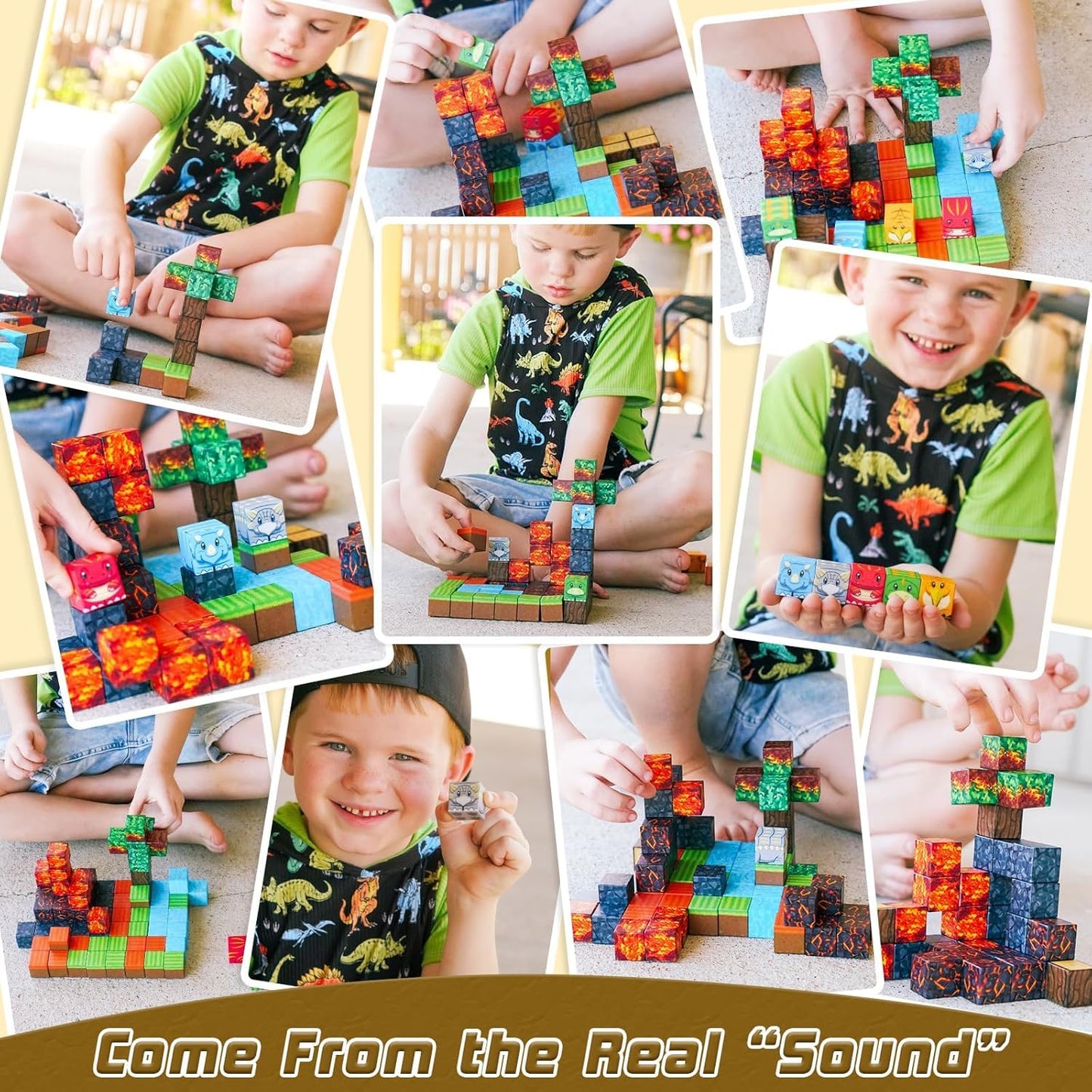 Dinosaur Toys Magnetic Blocks-Build Mine Magnet World® Volcano Edition Kids Toy for 3+ Year Old Boys and Girls Building Blocks Toddler Toys Games Through Jurassic Learning Sensory Toy Gifts