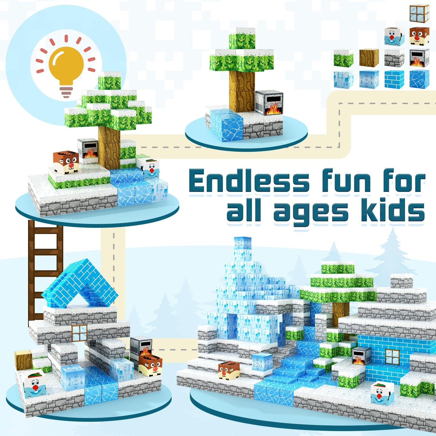 126PCS Magnetic Blocks-Build Mine Magnet World® Edition Mine Magnet Classroom Must Haves Toddler Toys for Boys & Girls Age 3-4 4-5 6-8