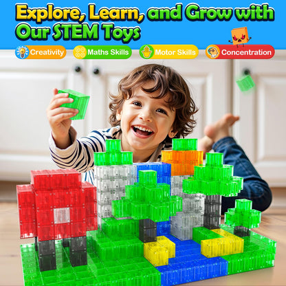 Magnetic Blocks Toys for 3 Year Old Boys & Girls Toddlers Montessori Toys for Kids Magnet Transparent Building Blocks Educational Learning Kid Toys Age 3-5, 4-8, 5-7