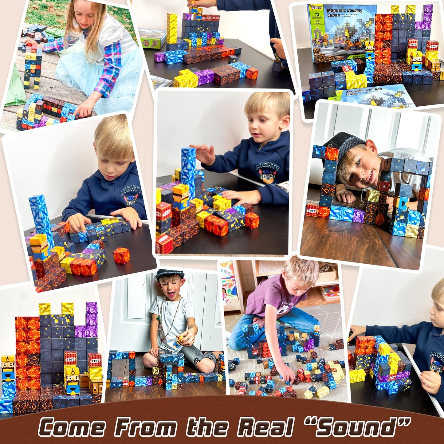 120PCS Magnetic Blocks-Build Mine Magnet World® Set for Boys & Girls Age 3-5 6-8, STEM Sensory Toys for Toddlers Gifts for 3+ Years Old Girls Boys