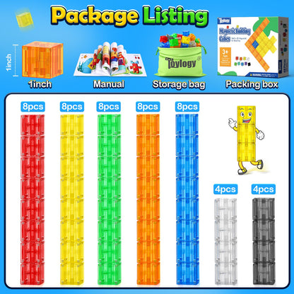 Magnetic Blocks Toys for 3 Year Old Boys & Girls Toddlers Montessori Toys for Kids Magnet Transparent Building Blocks Educational Learning Kid Toys Age 3-5, 4-8, 5-7