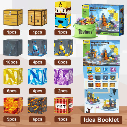 Magnetic Blocks Build Mine Magnet World® Edition Mine Pickaxe Caverns Kids Games Toddler Toys Magnetic Tiles for Boys & Girls Age 3-4 4-5 6-8, Sensory Outdoor Toys for Kids for 3+